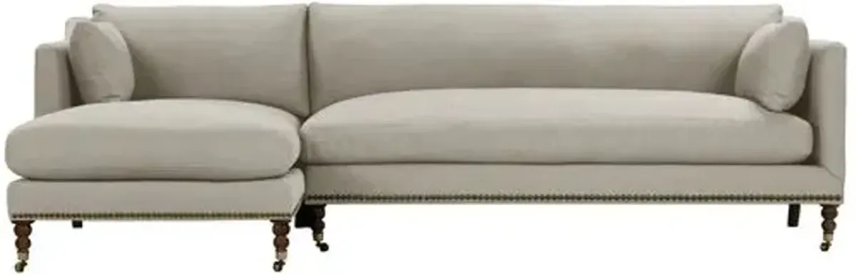 Margot Linen-Blend Sectional Chaise - Gray - Comfortable, Sturdy, Stylish