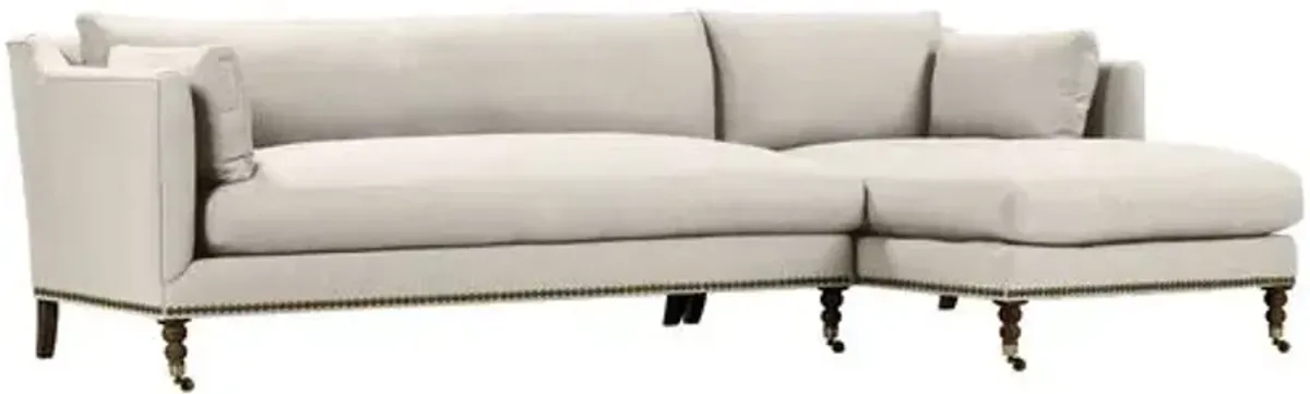 Margot Linen-Blend Sectional Chaise - Beige - Comfortable, Sturdy, Stylish