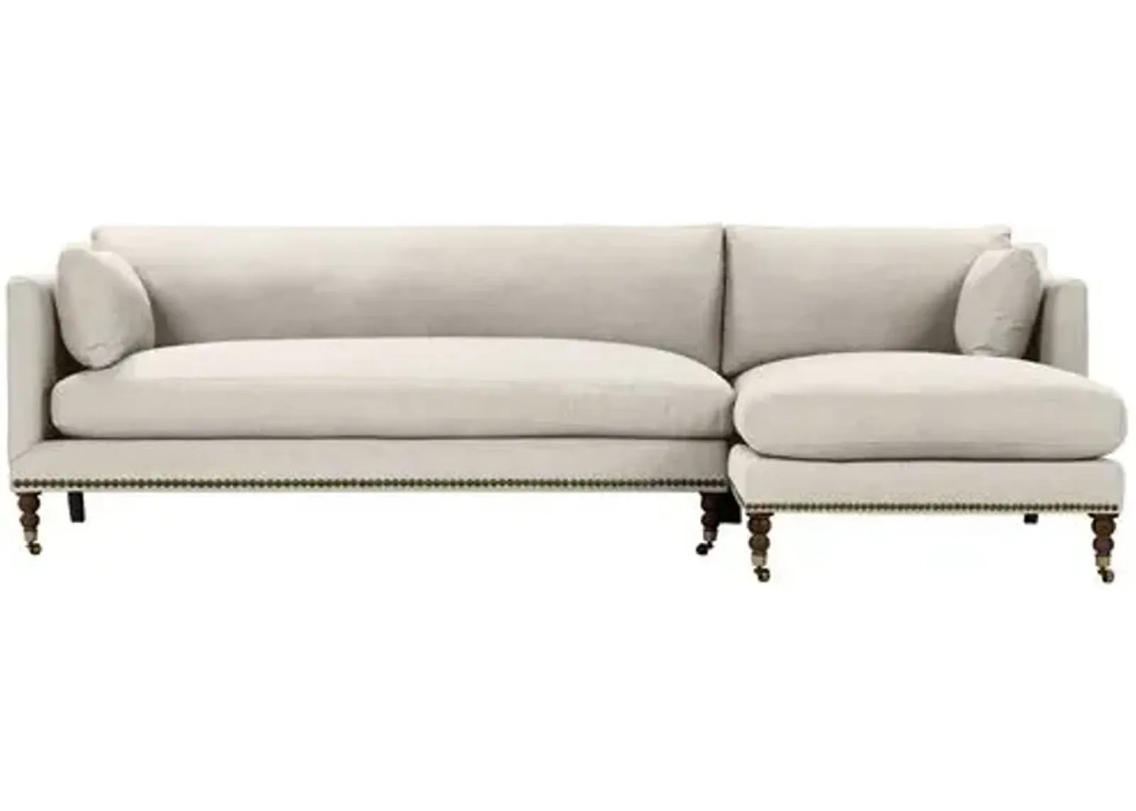 Margot Linen-Blend Sectional Chaise - Beige - Comfortable, Sturdy, Stylish