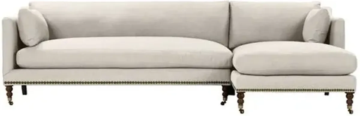 Margot Linen-Blend Sectional Chaise - Beige - Comfortable, Sturdy, Stylish