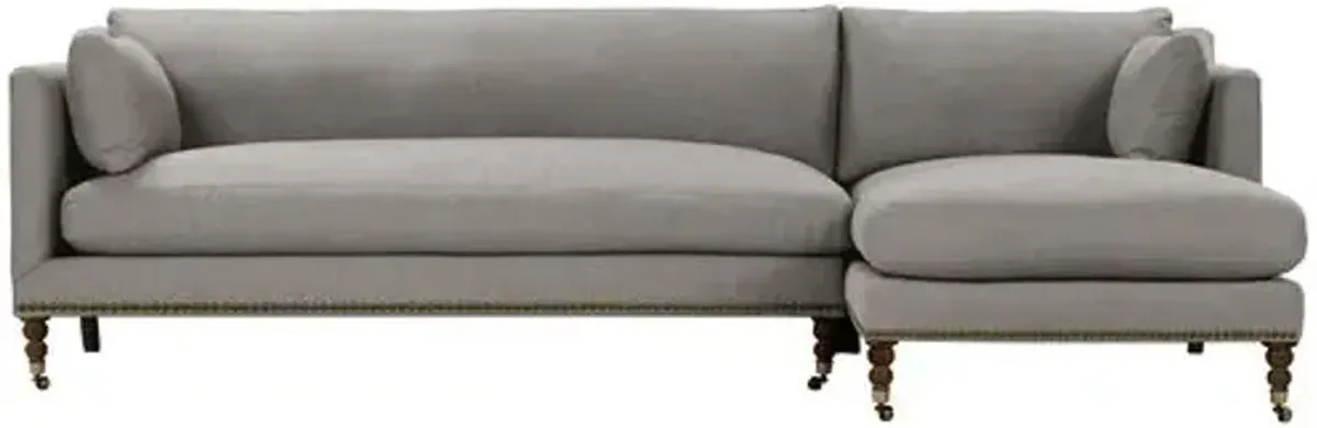 Margot Linen-Blend Sectional Chaise - Gray - Comfortable, Sturdy, Stylish