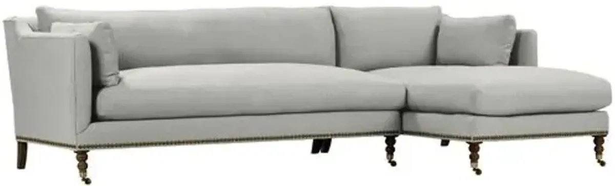 Margot Linen-Blend Sectional Chaise - Gray - Comfortable, Sturdy, Stylish