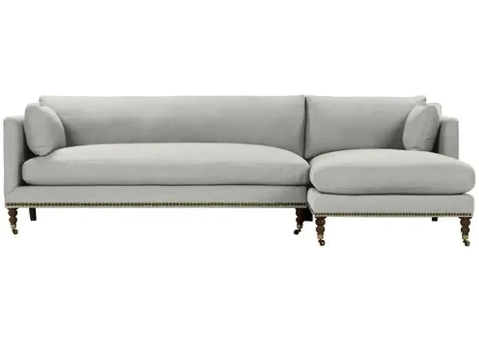 Margot Linen-Blend Sectional Chaise - Gray - Comfortable, Sturdy, Stylish