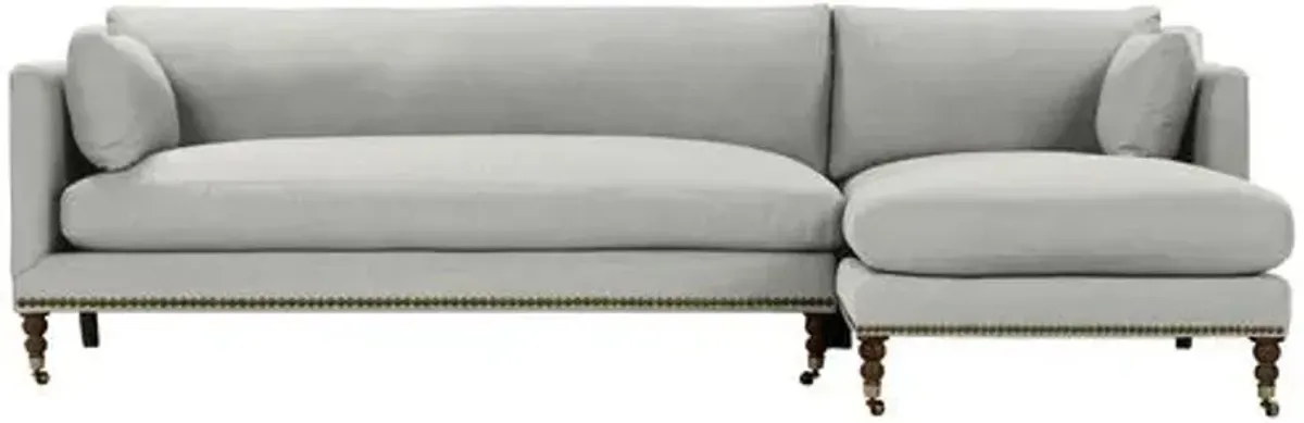 Margot Linen-Blend Sectional Chaise - Gray - Comfortable, Sturdy, Stylish