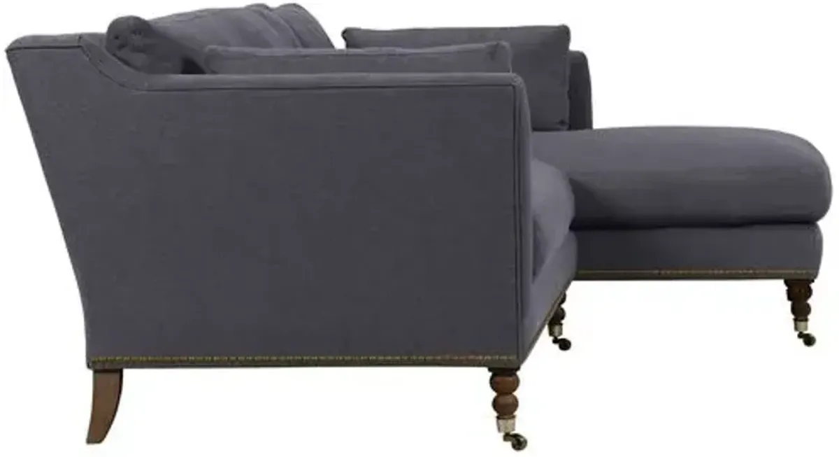 Margot Linen-Blend Sectional Chaise - Blue - Comfortable, Sturdy, Stylish