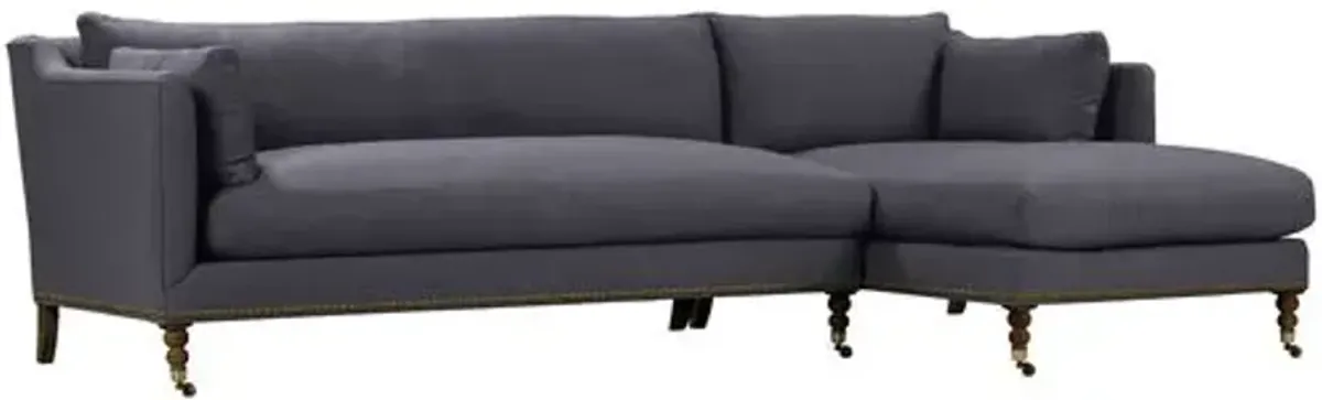 Margot Linen-Blend Sectional Chaise - Blue - Comfortable, Sturdy, Stylish