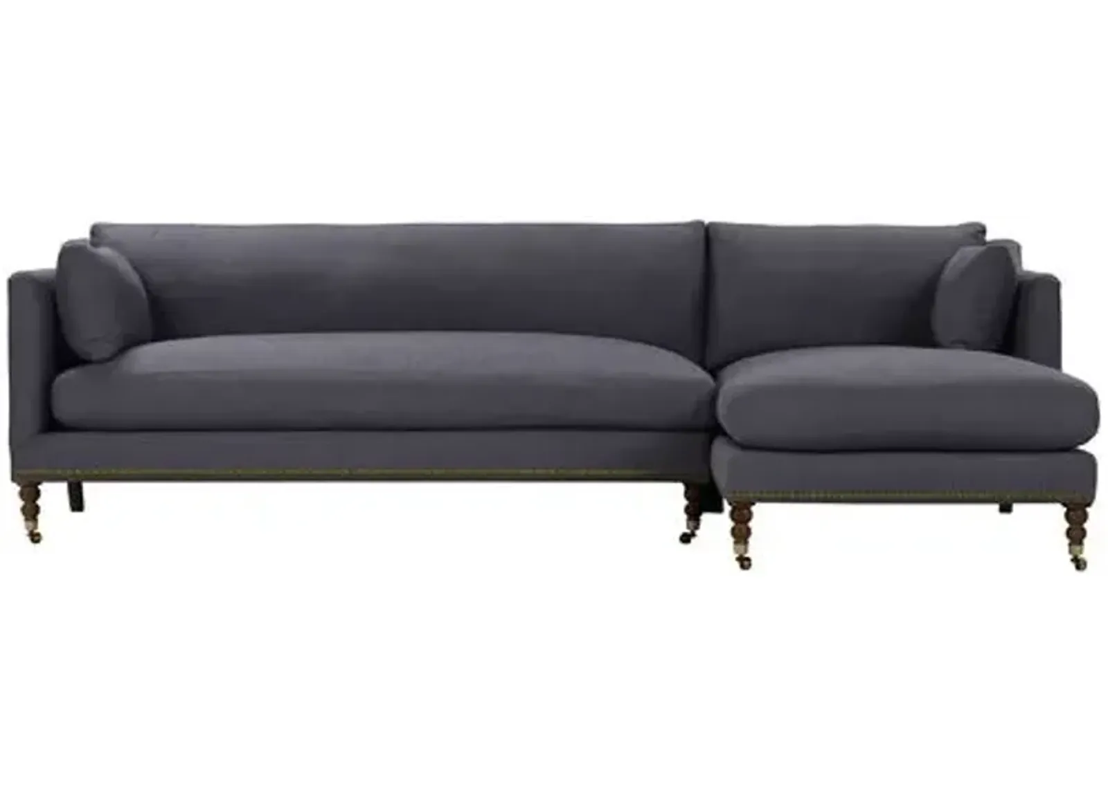 Margot Linen-Blend Sectional Chaise - Blue - Comfortable, Sturdy, Stylish