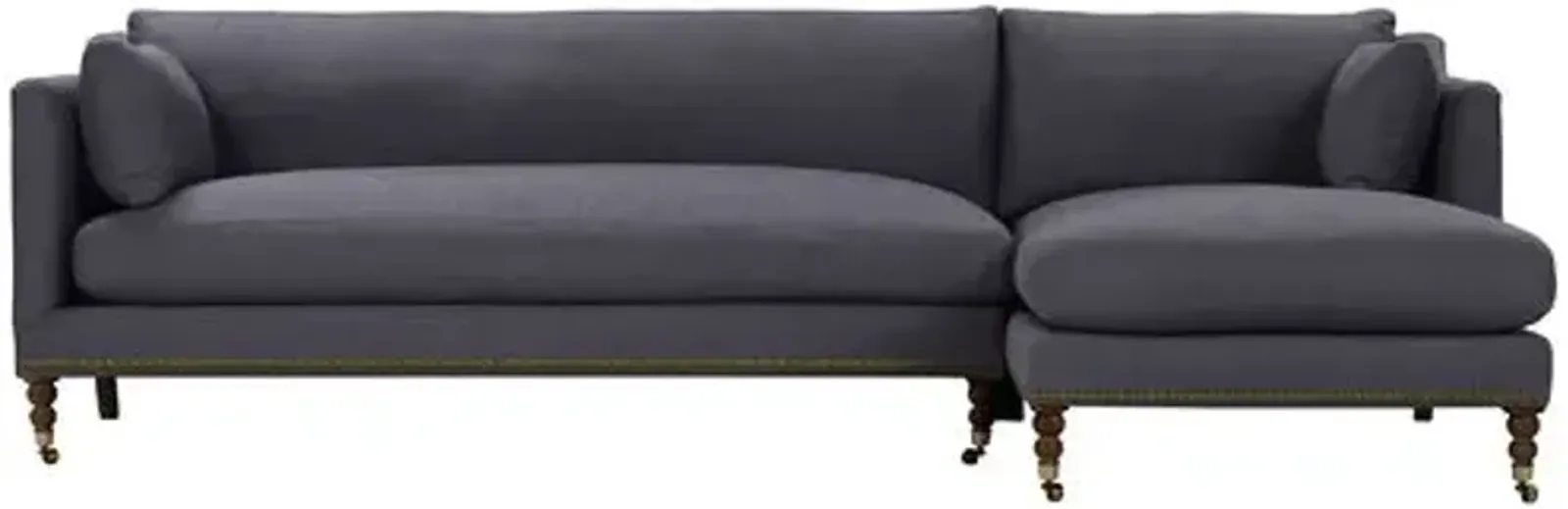 Margot Linen-Blend Sectional Chaise - Blue - Comfortable, Sturdy, Stylish