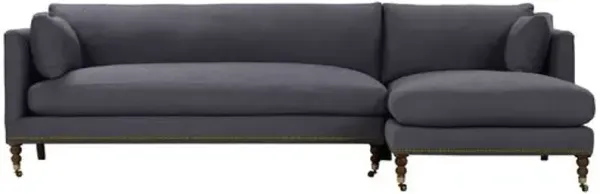Margot Performance Linen-Blend Sectional Chaise - Blue - Comfortable, Sturdy, Stylish
