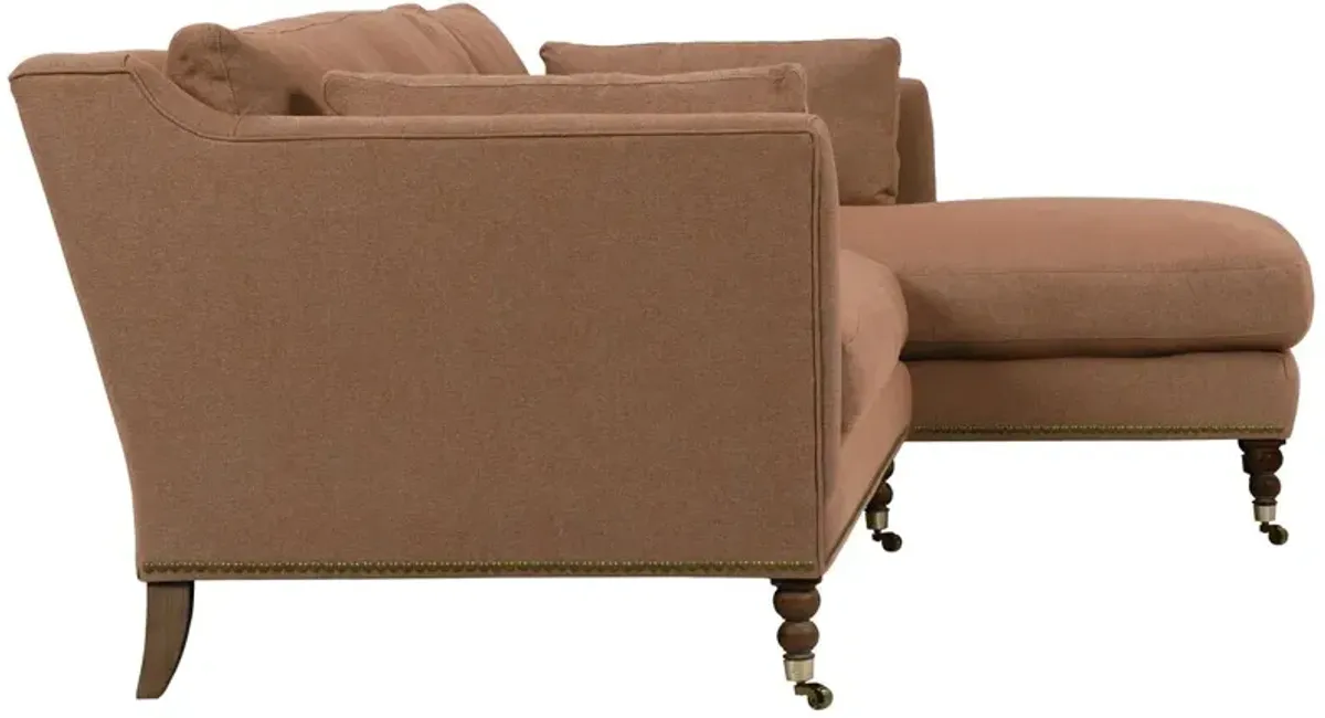 Margot Performance Linen-Blend Sectional Chaise - Brown - Comfortable, Sturdy, Stylish