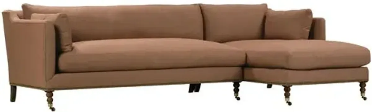 Margot Performance Linen-Blend Sectional Chaise - Brown - Comfortable, Sturdy, Stylish
