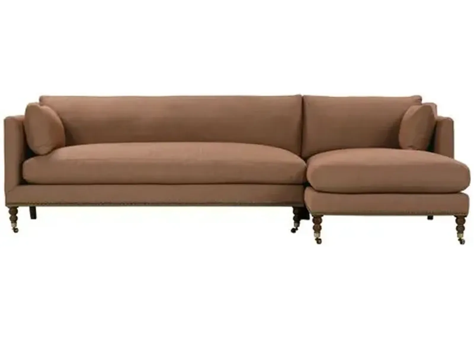 Margot Linen-Blend Sectional Chaise - Brown - Comfortable, Sturdy, Stylish