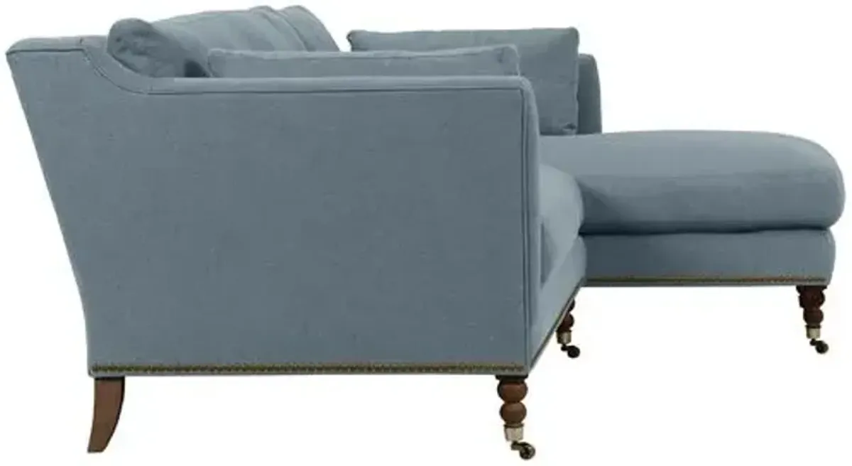 Margot Linen-Blend Sectional Chaise - Blue - Comfortable, Sturdy, Stylish