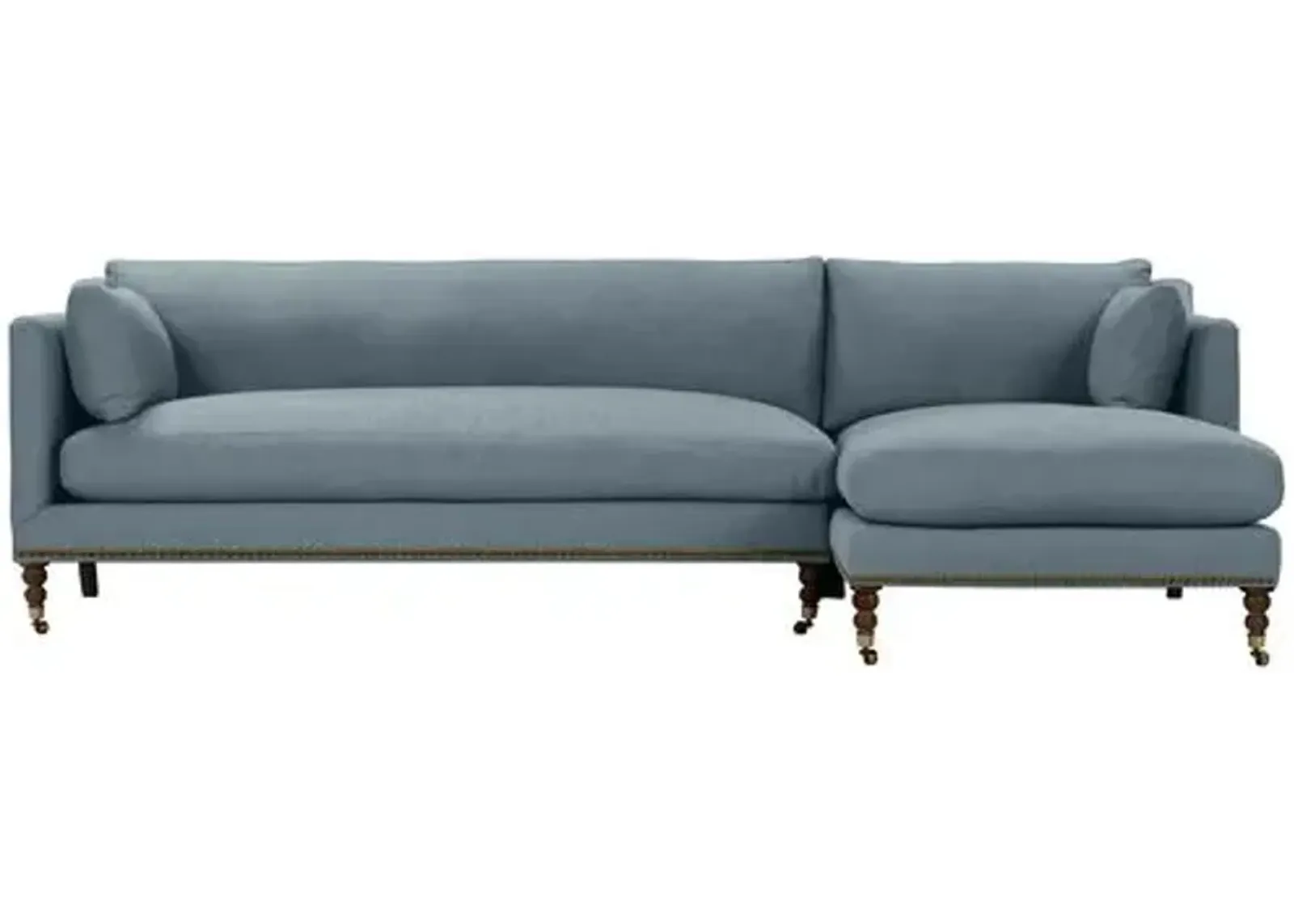 Margot Linen-Blend Sectional Chaise - Blue - Comfortable, Sturdy, Stylish