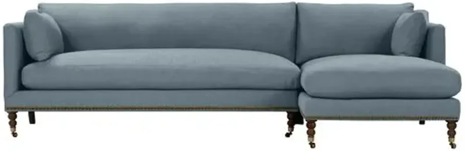 Margot Linen-Blend Sectional Chaise - Blue - Comfortable, Sturdy, Stylish