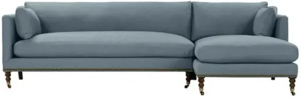 Margot Performance Linen-Blend Sectional Chaise - Blue - Comfortable, Sturdy, Stylish