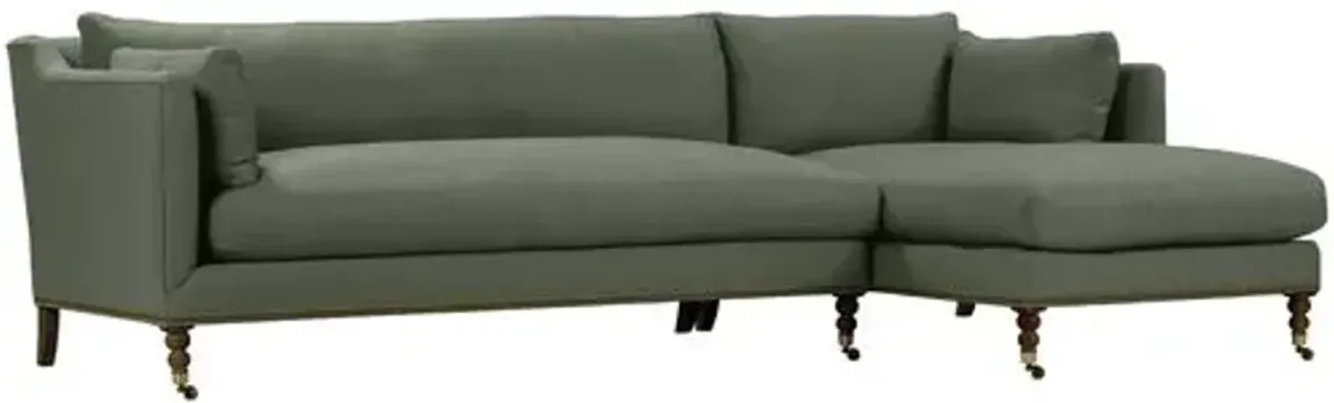 Margot Linen-Blend Sectional Chaise - Green - Comfortable, Sturdy, Stylish