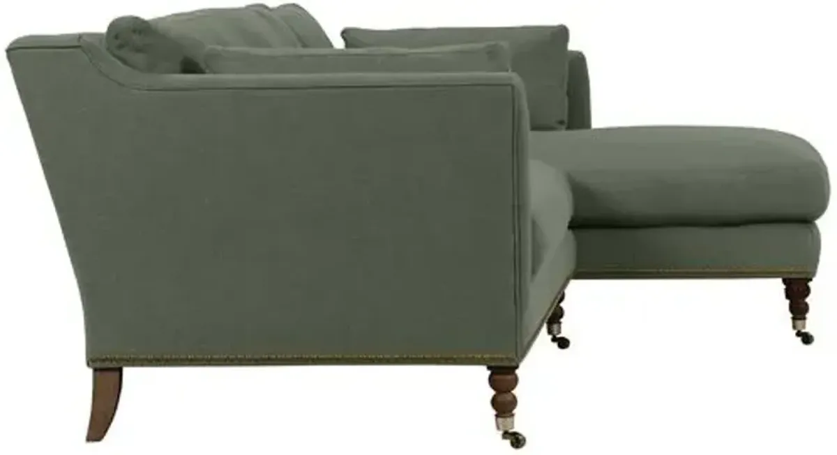 Margot Linen-Blend Sectional Chaise - Green - Comfortable, Sturdy, Stylish