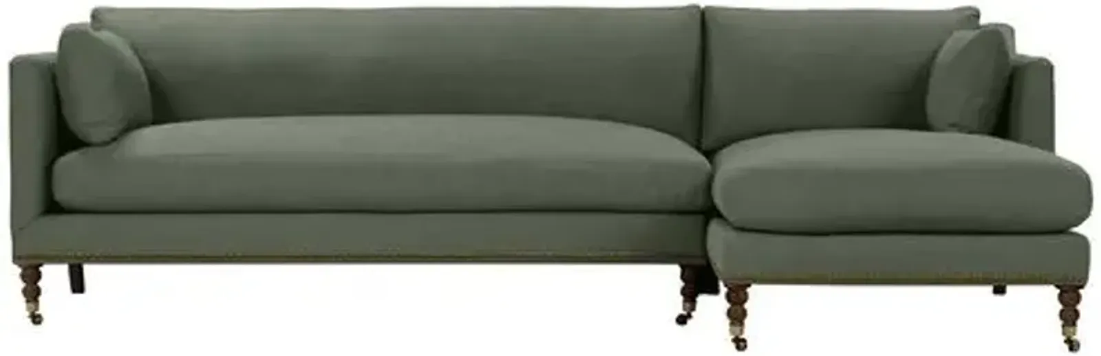 Margot Linen-Blend Sectional Chaise - Green - Comfortable, Sturdy, Stylish