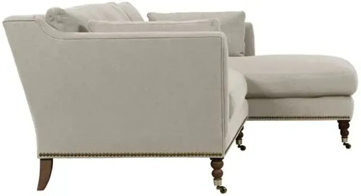 Margot Linen-Blend Sectional Chaise - Gray - Comfortable, Sturdy, Stylish