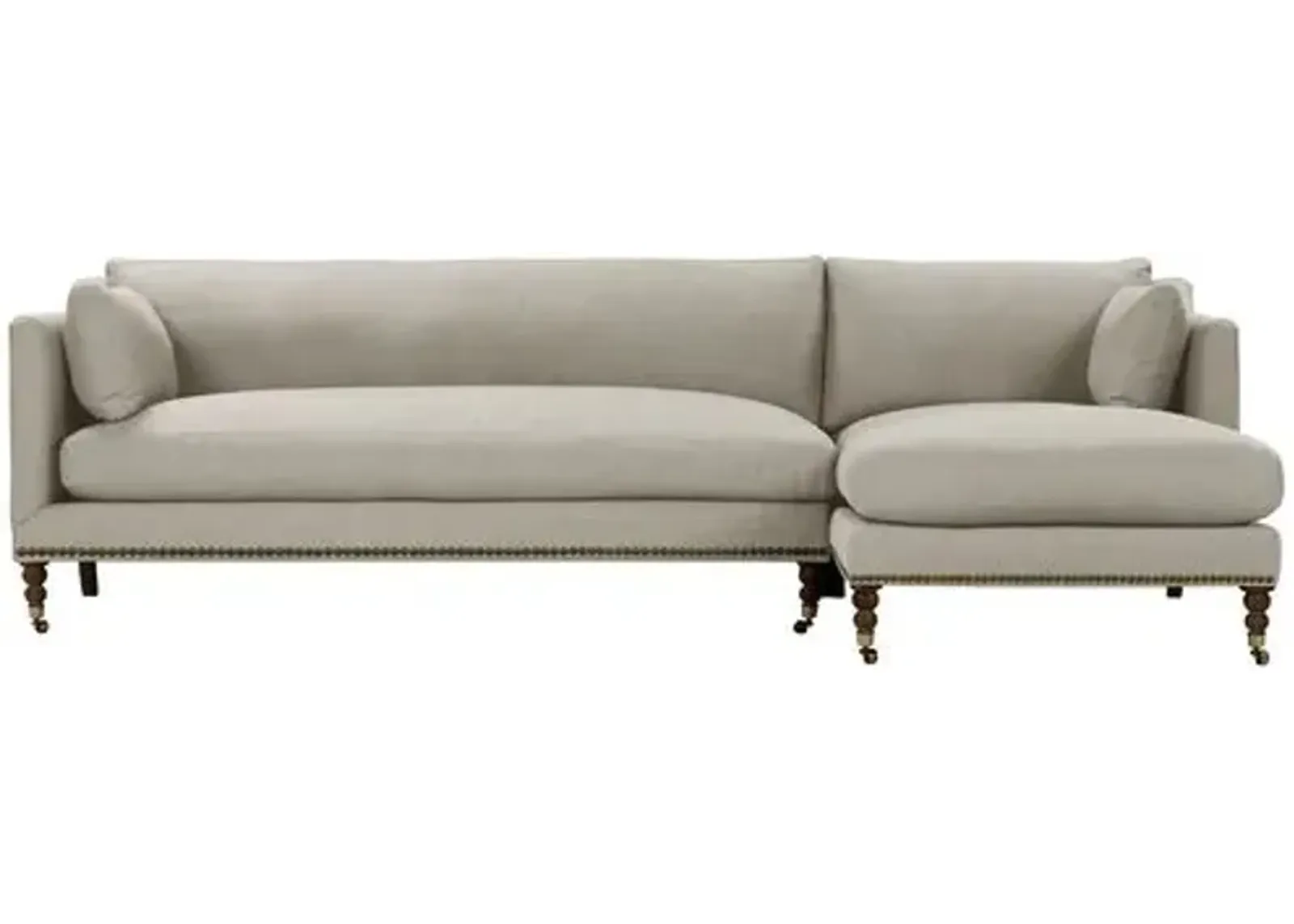 Margot Linen-Blend Sectional Chaise - Gray - Comfortable, Sturdy, Stylish