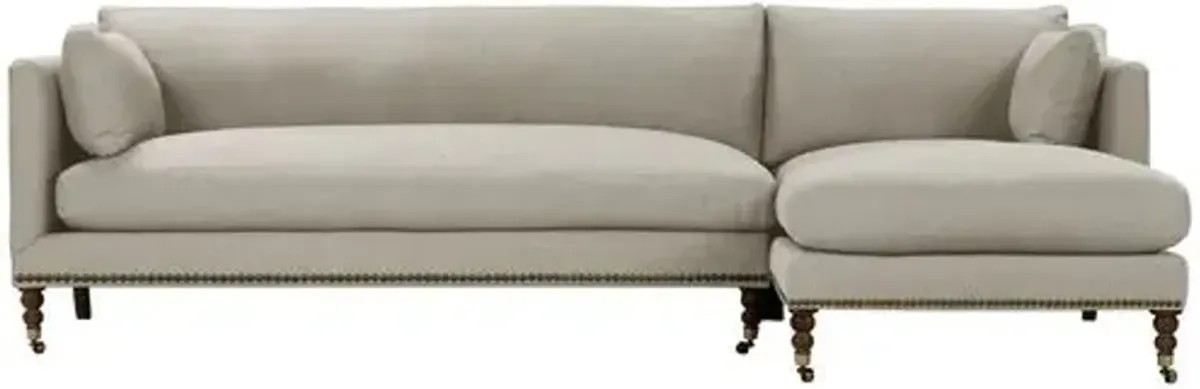 Margot Linen-Blend Sectional Chaise - Gray - Comfortable, Sturdy, Stylish