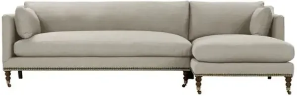 Margot Performance Linen-Blend Sectional Chaise - Gray - Comfortable, Sturdy, Stylish