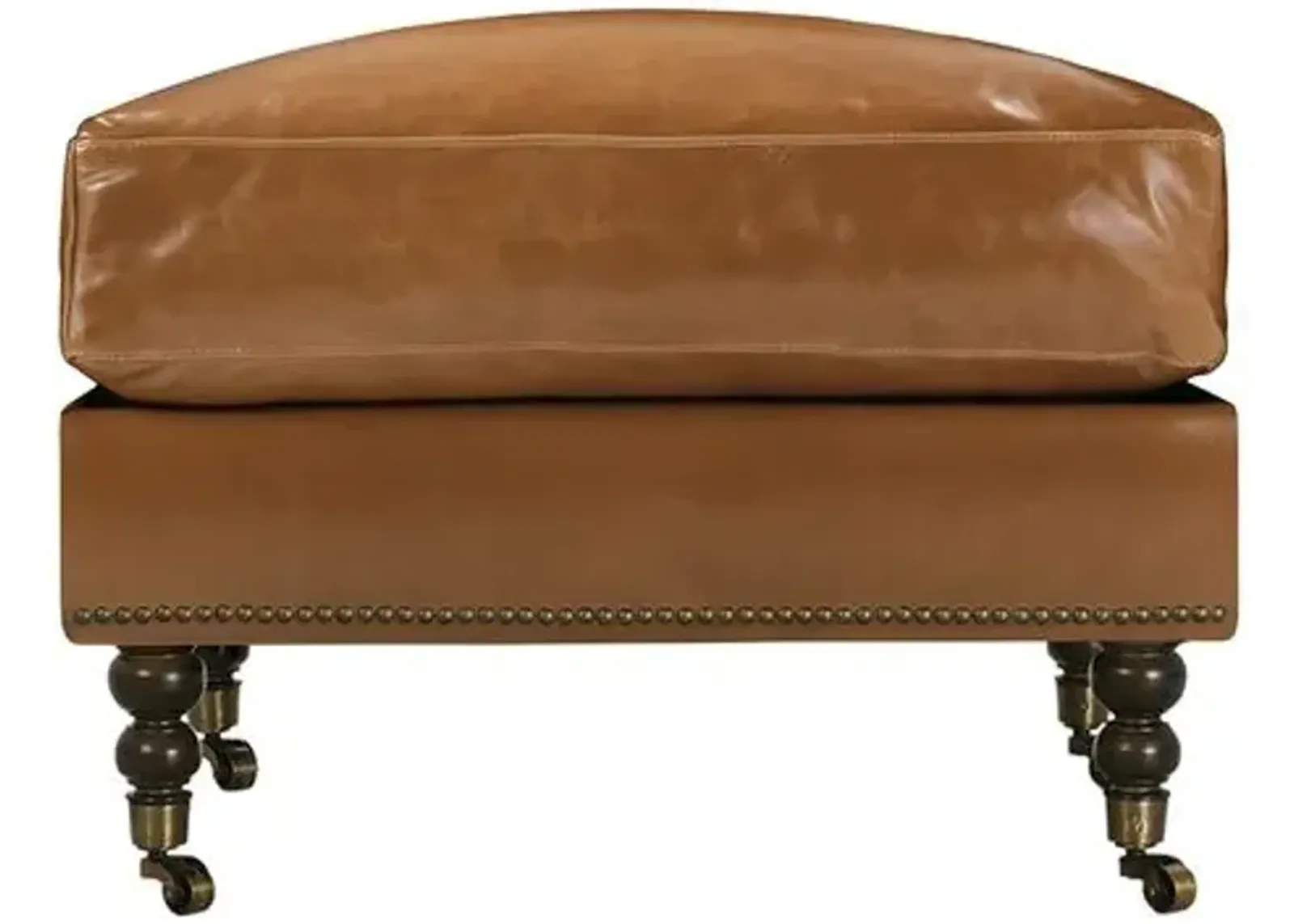 Margot Leather Ottoman - Brown