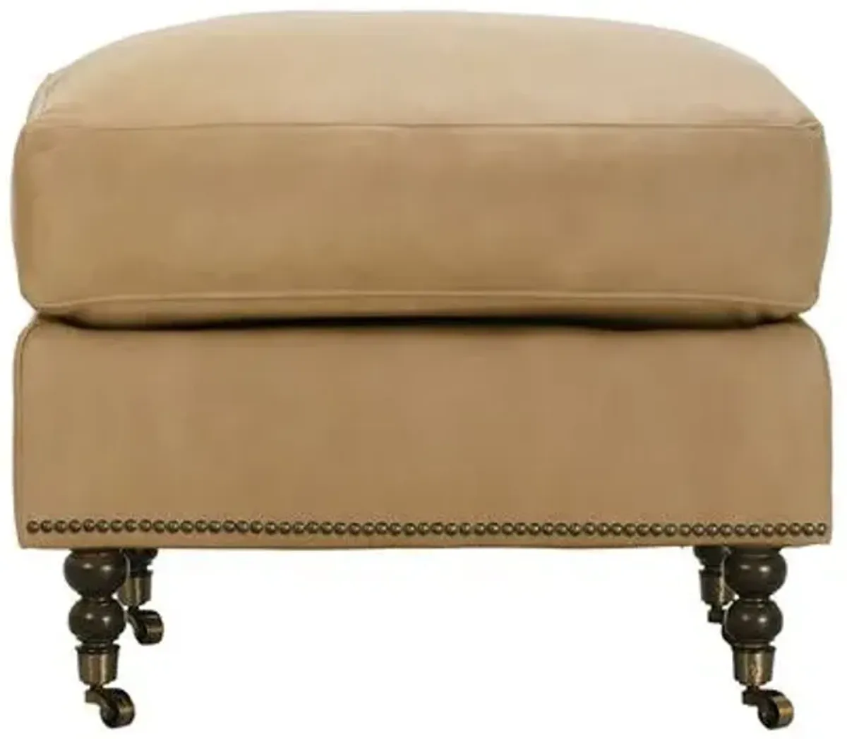 Margot Leather Ottoman - Brown