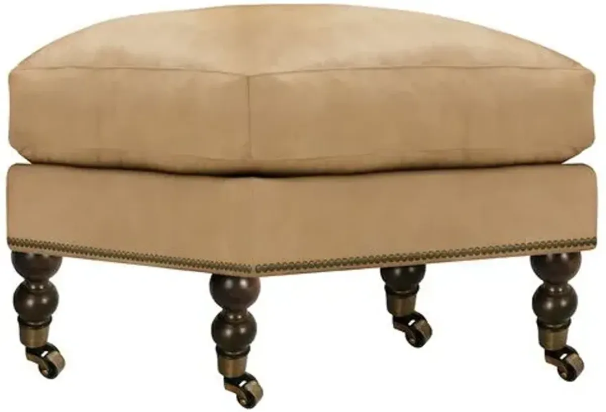 Margot Leather Ottoman - Brown