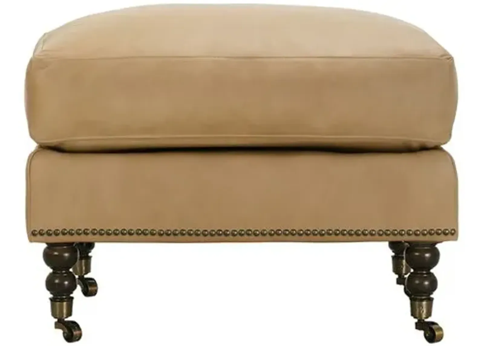 Margot Leather Ottoman - Brown