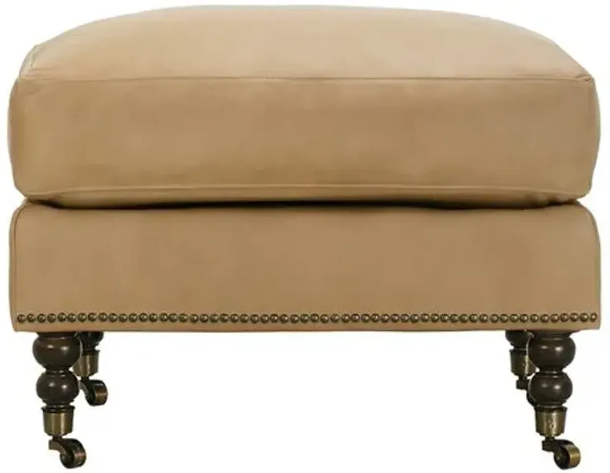 Margot Leather Ottoman - Brown