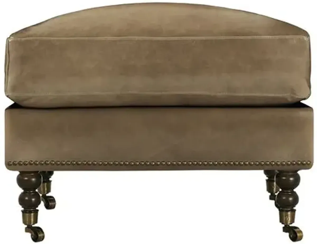 Margot Leather Ottoman - Brown