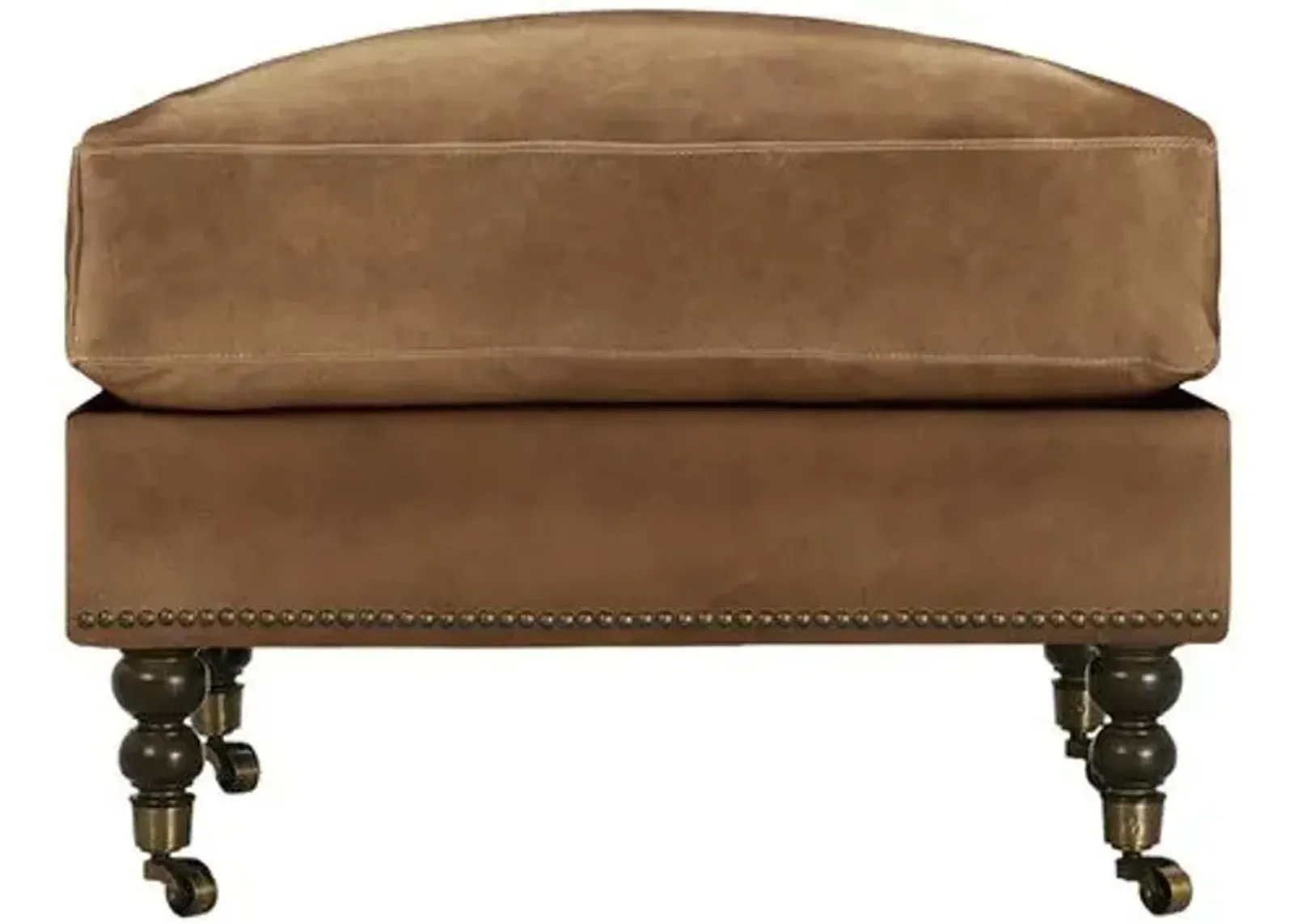 Margot Leather Ottoman - Brown