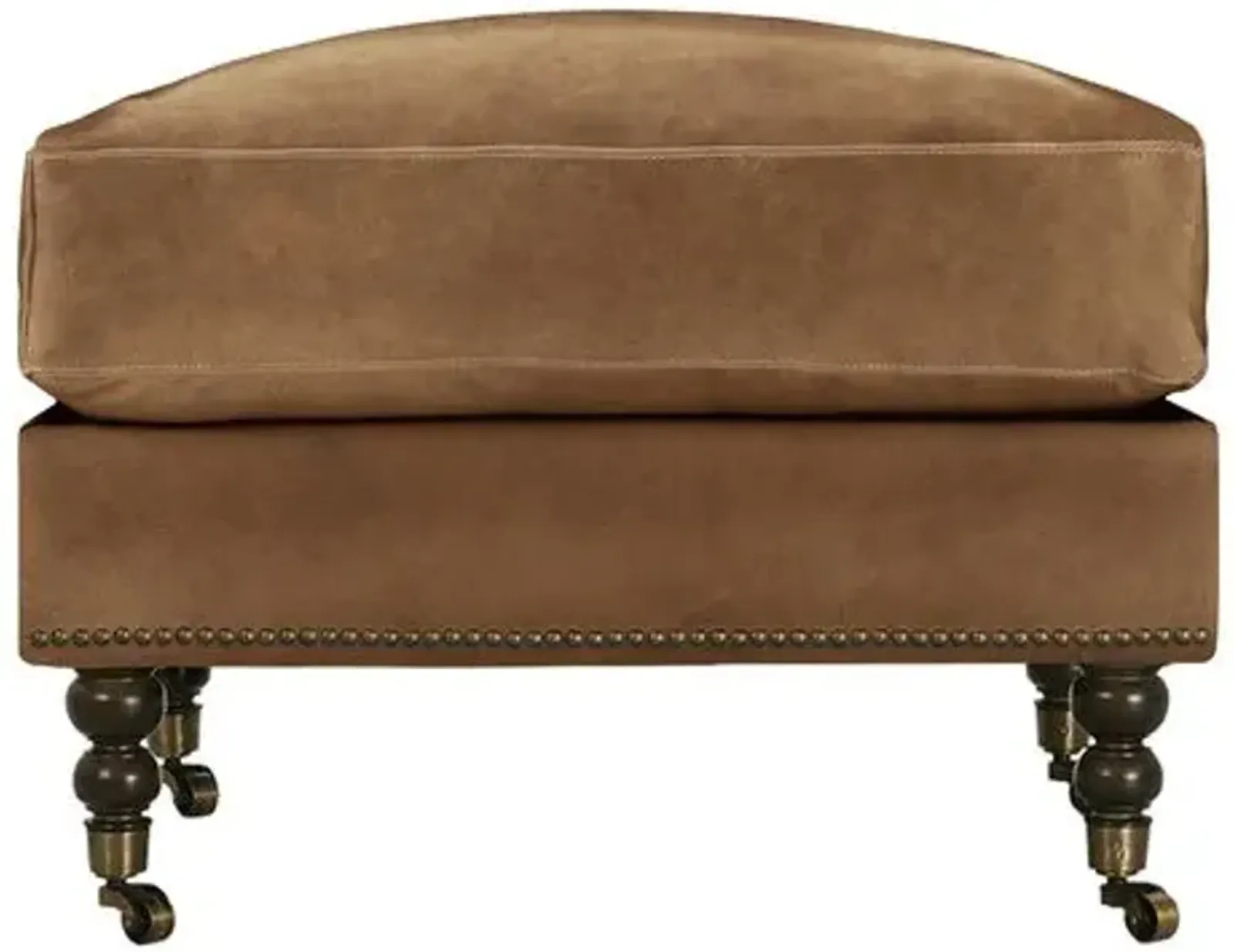 Margot Leather Ottoman - Brown