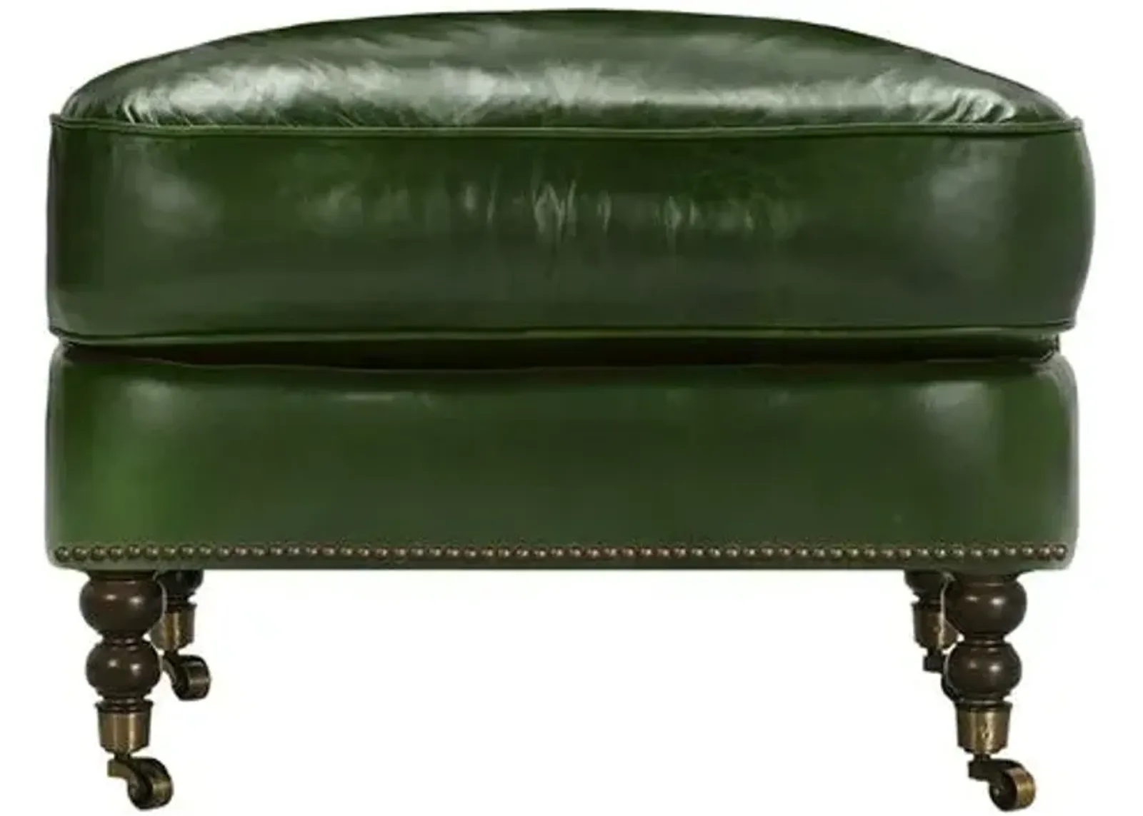 Margot Leather Ottoman - Green