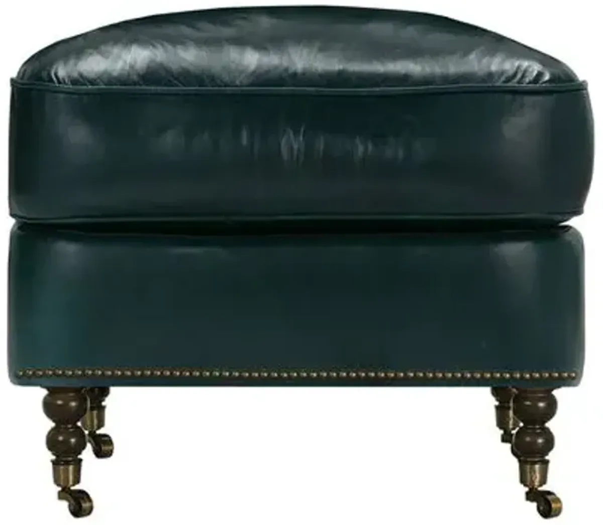 Margot Leather Ottoman - Blue