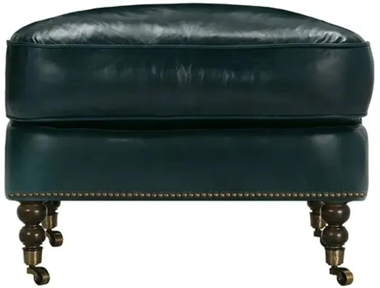 Margot Leather Ottoman - Blue