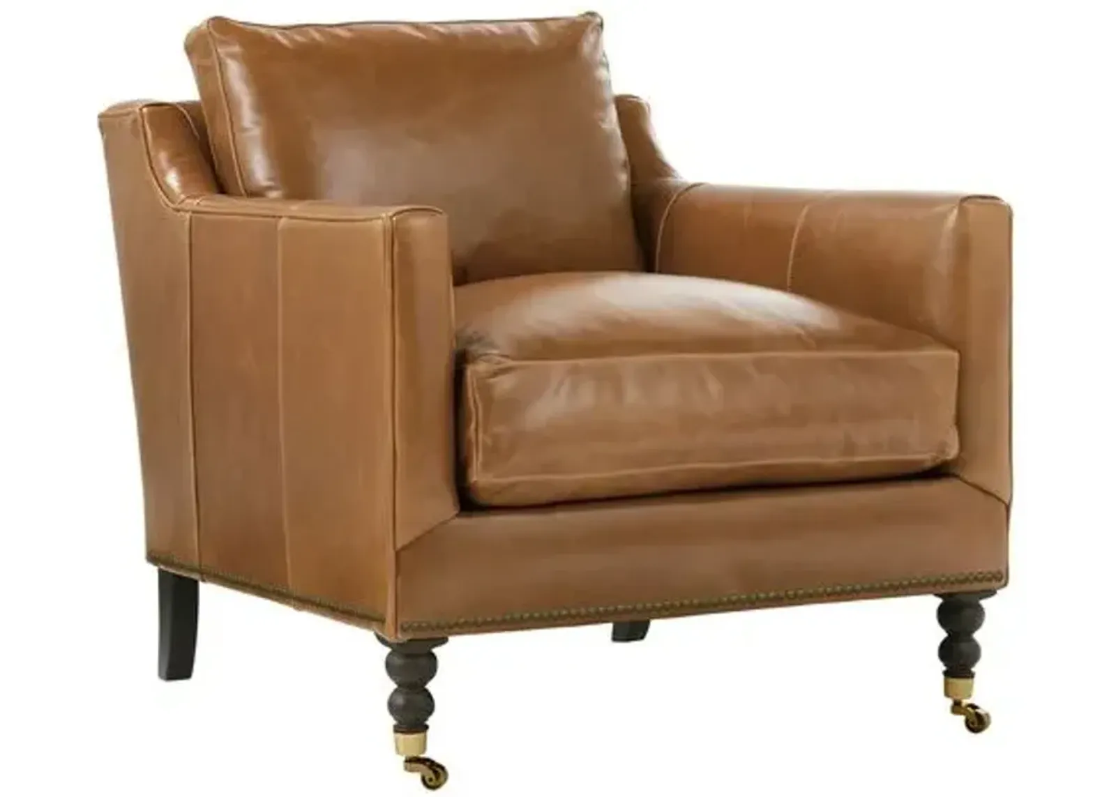 Margot Leather Accent Chair - Brown, Comfortable, Durable, Cushioned