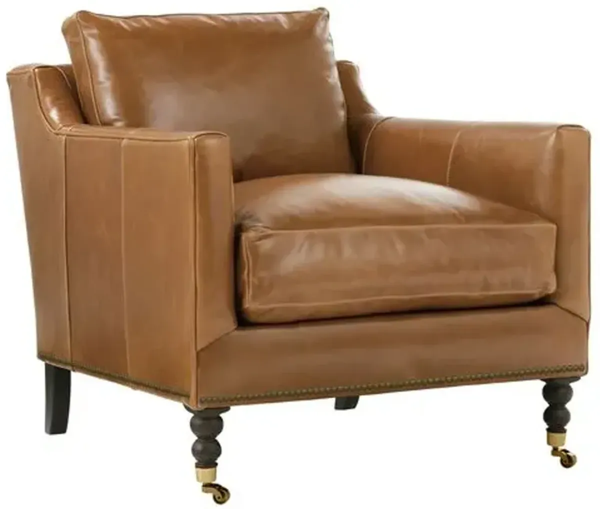 Margot Leather Accent Chair - Brown, Comfortable, Durable, Cushioned