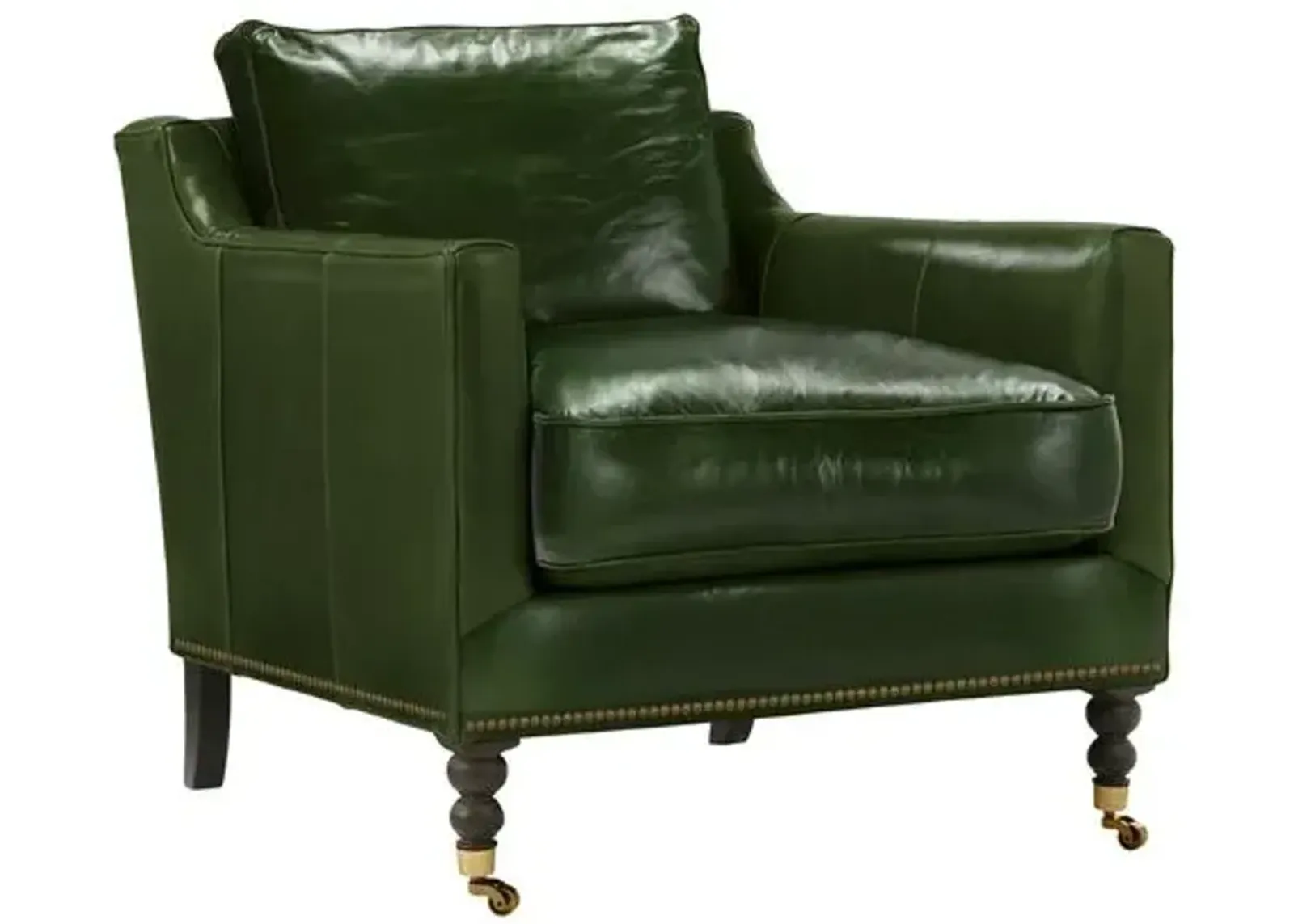 Margot Leather Accent Chair - Green, Comfortable, Durable, Cushioned