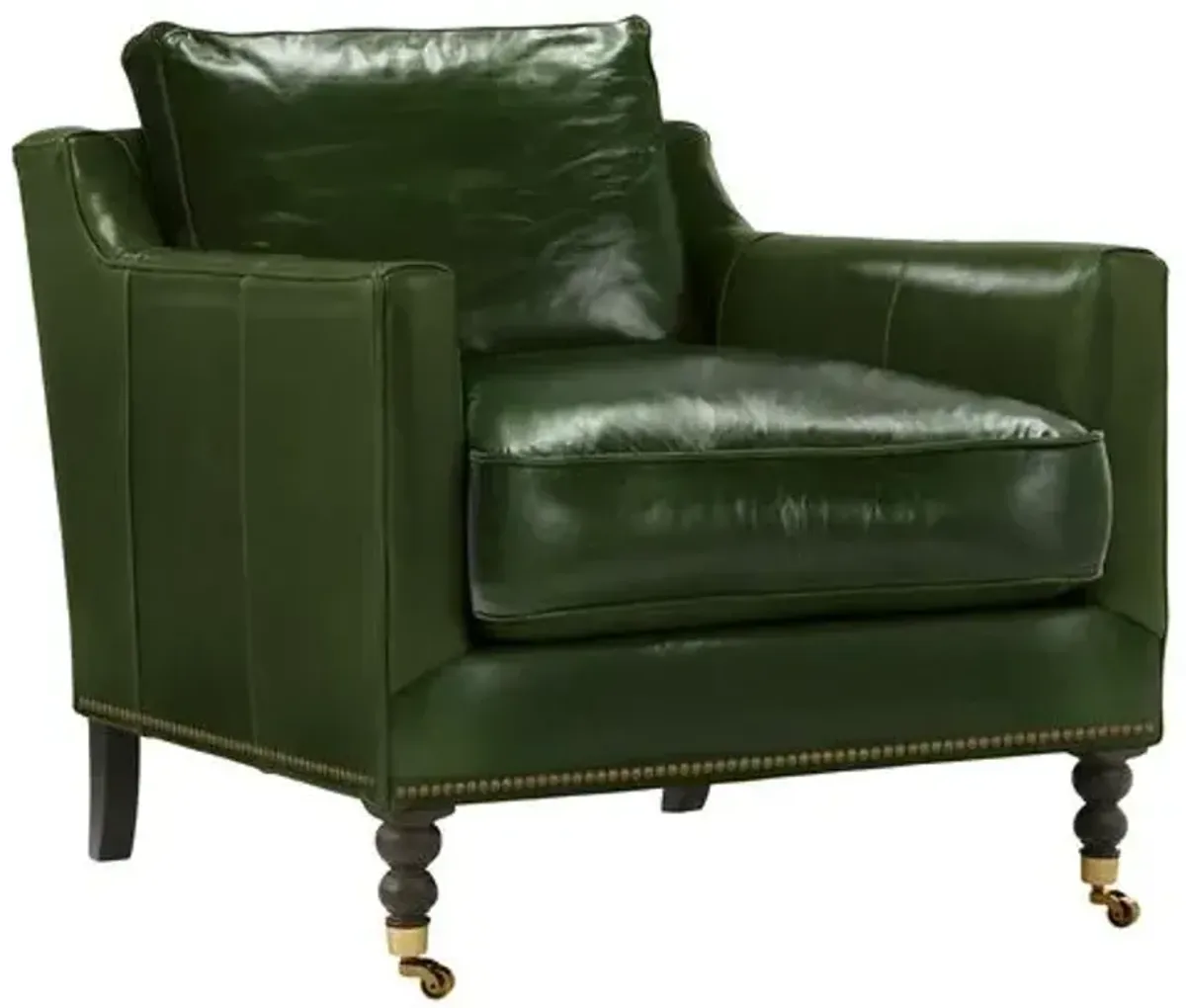 Margot Leather Accent Chair - Green, Comfortable, Durable, Cushioned