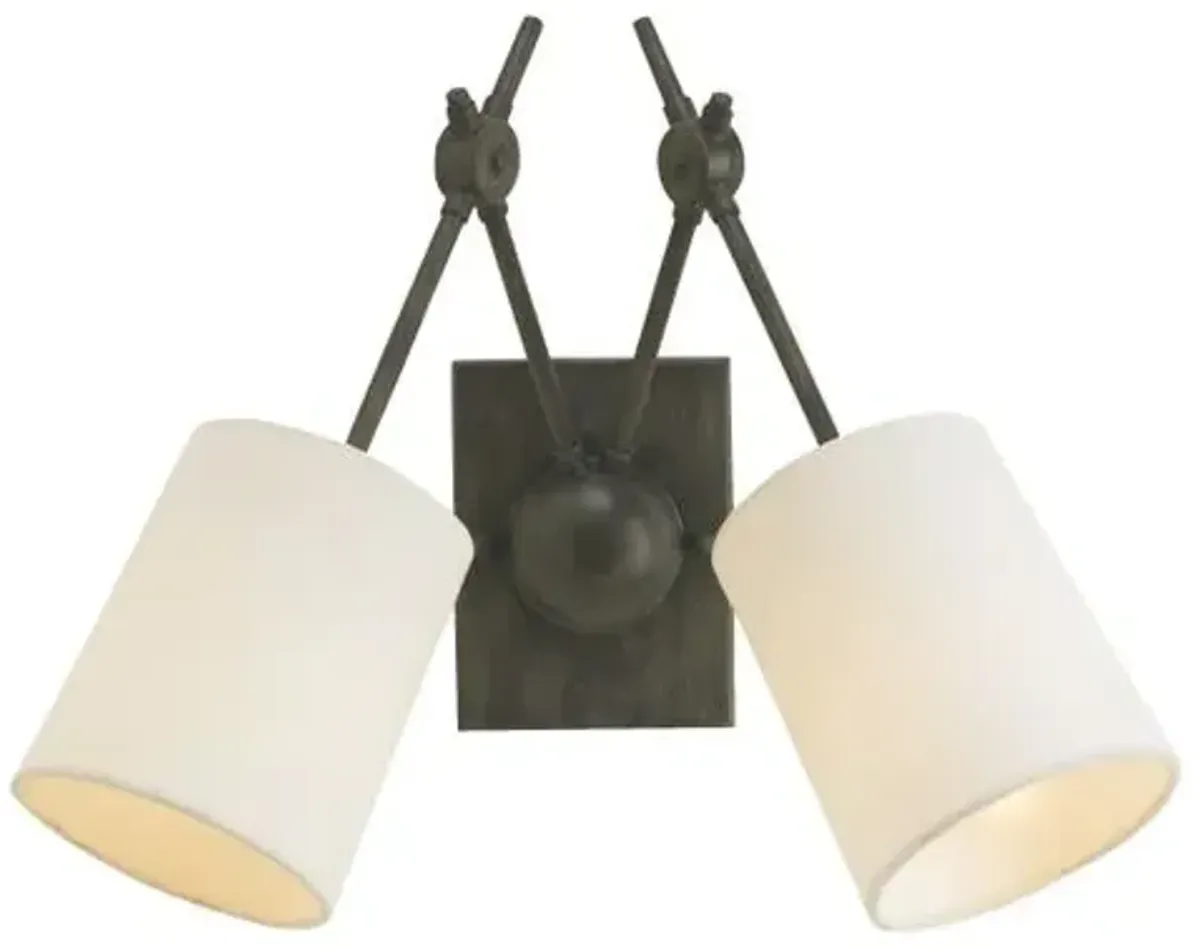 Compass 2-Light Wall Sconce - Black - Currey & Company