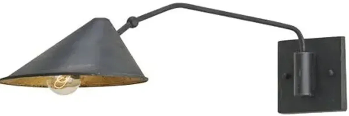 Serpa Single Swing-Arm Wall Sconce - French Black - Currey & Company