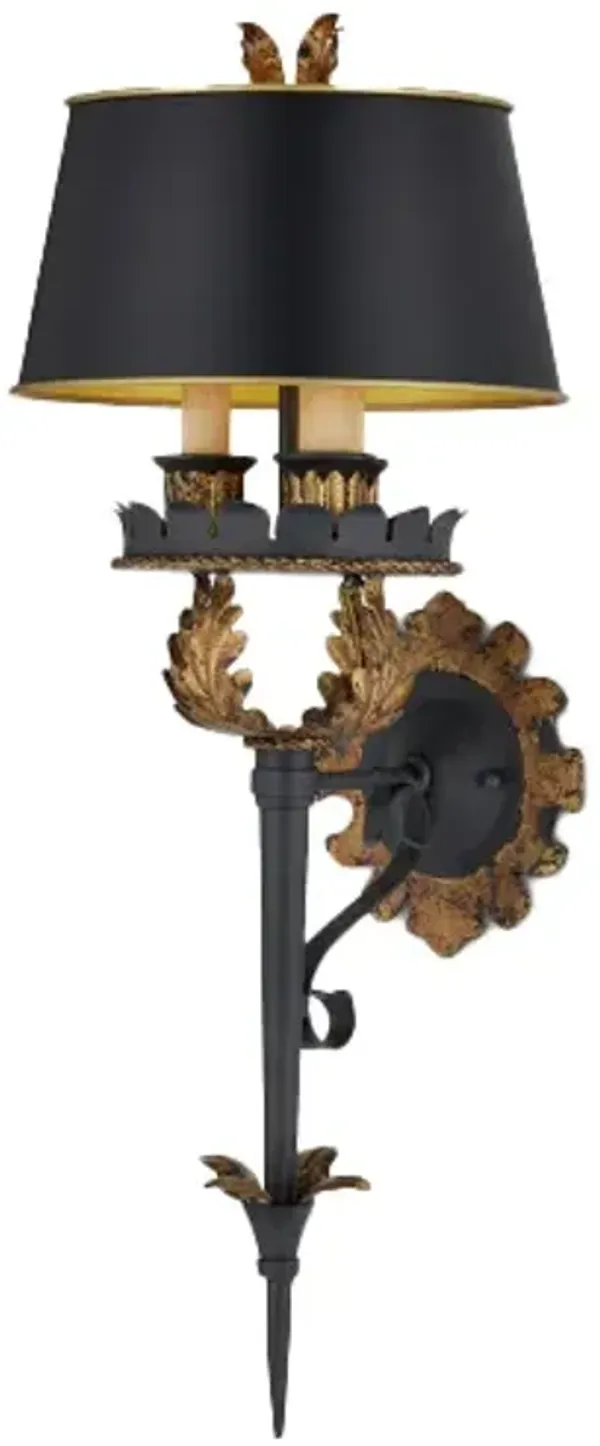 The Duke Wall Sconce - Zanzibar Gold/Black - Currey & Company