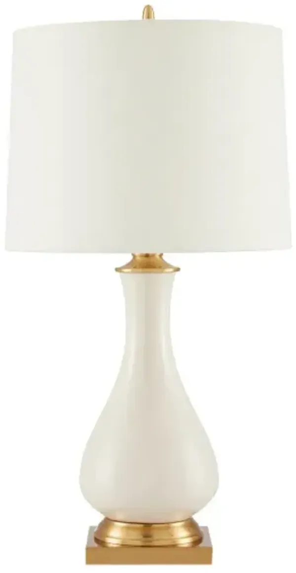 Lynton Table Lamp - Cream Crackle/Brass - Currey & Company - Ivory