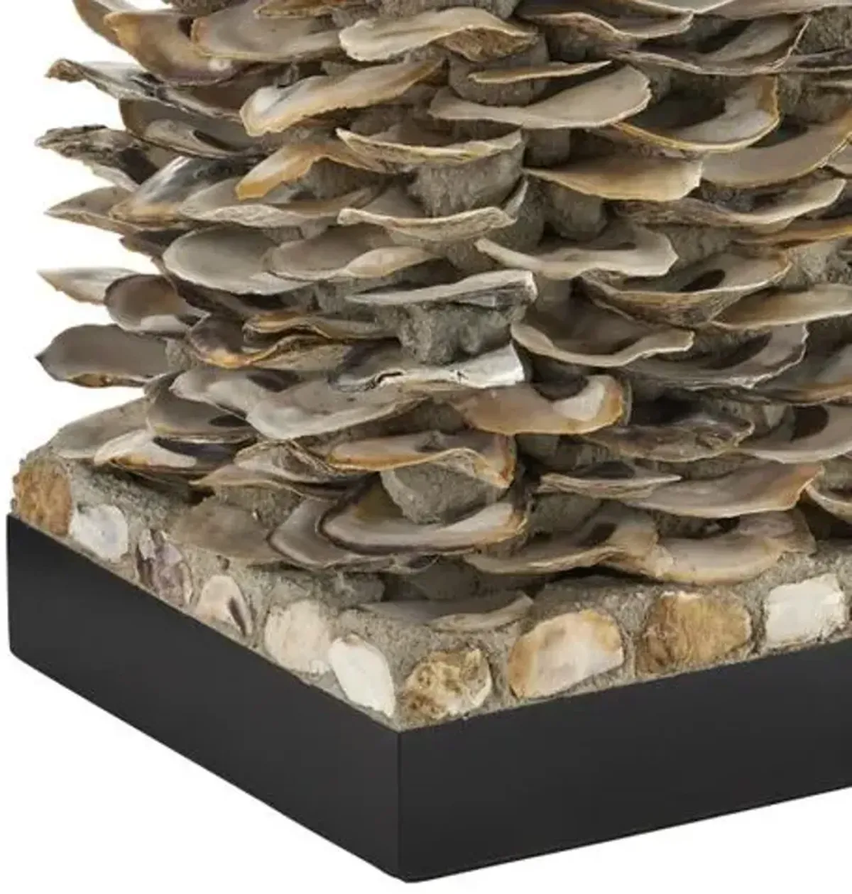 Villamare Oyster Shell Table Lamp - Natural Satin Black - Currey & Company - Brown