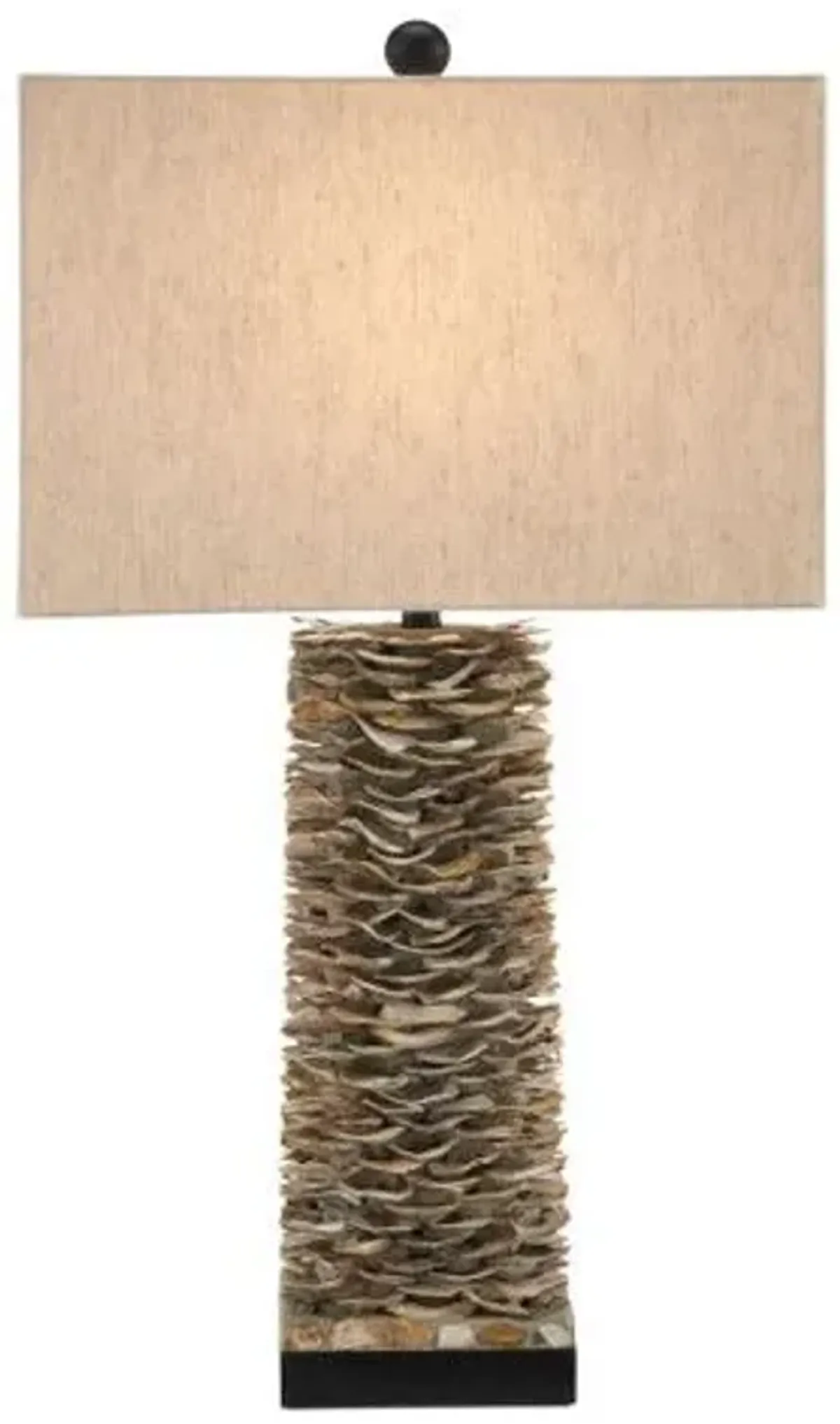 Villamare Oyster Shell Table Lamp - Natural Satin Black - Currey & Company - Brown