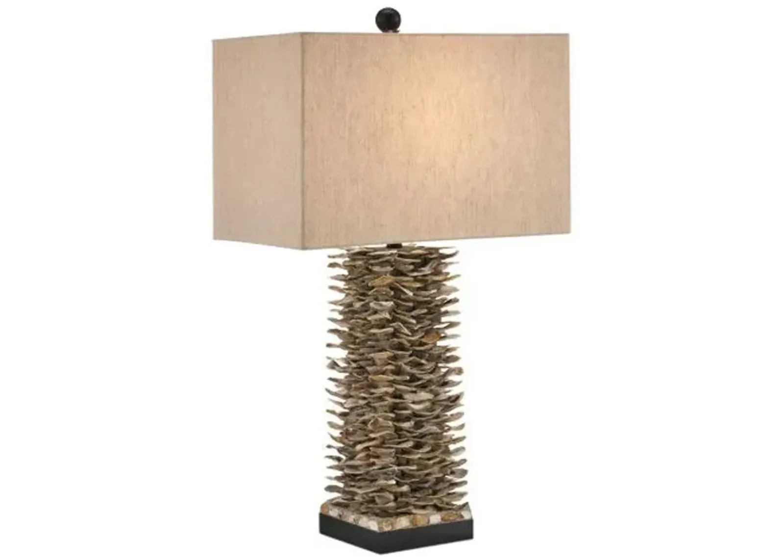 Villamare Oyster Shell Table Lamp - Natural Satin Black - Currey & Company - Brown