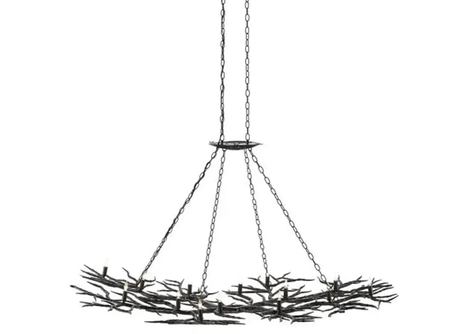 Rainforest Large Chandelier - Rustic Bronze - Currey & Company - Brown